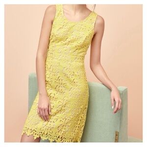 Banana Republic Women’s Yellow Lace Dress Size 8 EUC Spring Summer Party Wedding